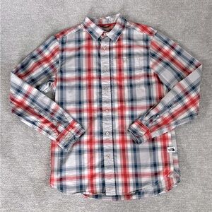 The North Face Red, White, and Blue Plaid Buttondown